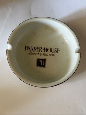 Vintage Marketing Ashtray 4" White Parker House Dunfey Hotel Boston MA